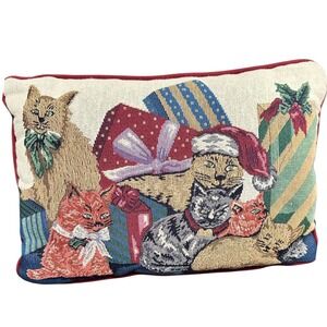 Christmas Cats Kitten Tapestry‎ Pillow Gifts Santa Hat Pillow Holiday Rectangle